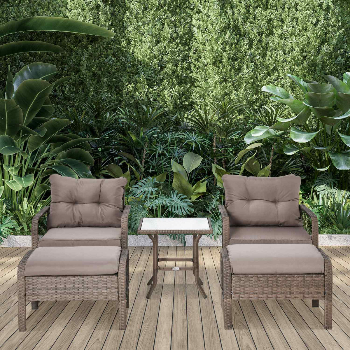 Rattan Garden Furniture Set For 4 People Balcony Furniture Set Sofa With Stool Table Steel Brown 65 X 66 X 75 Cm