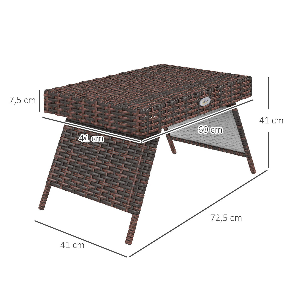 Rattan Garden Table Folding Table Weatherproof Brown 60X41X41Cm