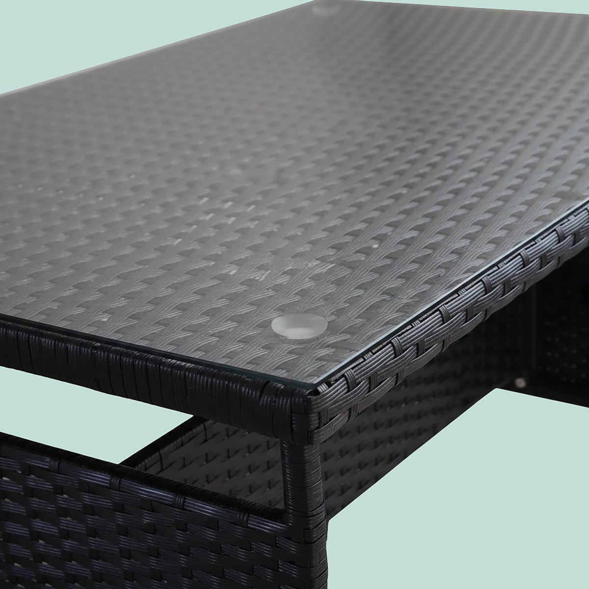 Rattan Garden Table with Glass Top – Seats 4, Weatherproof