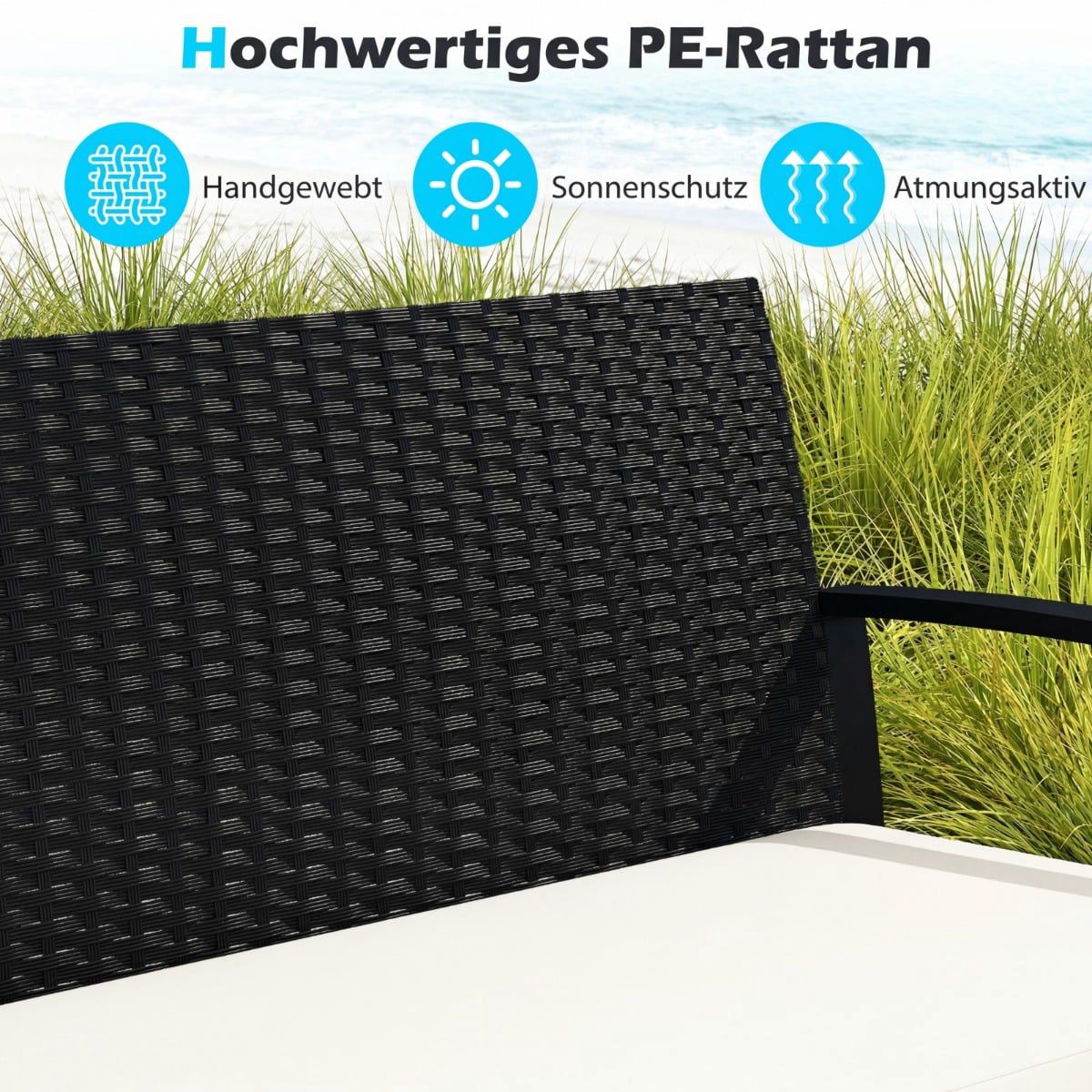 Rattan Outdoor Furniture Set with Cushions – Beige