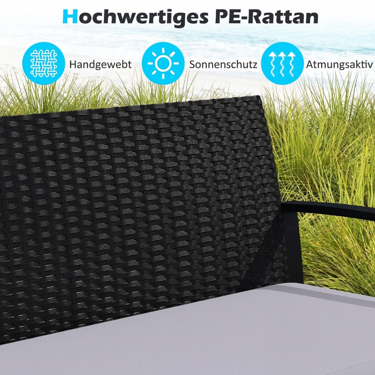 Rattan Outdoor Furniture Set with Cushions – Grey