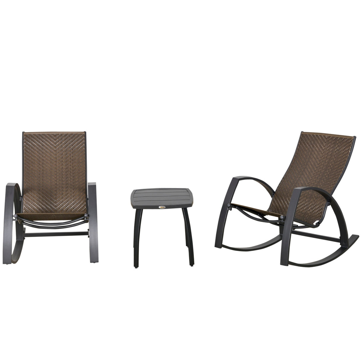 Rattan Rocking Chair Bistro Set 3 Pieces 2 Chairs 1 Table Aluminum Comfort Uv Resistant For Gardens Patios Pools Patio
