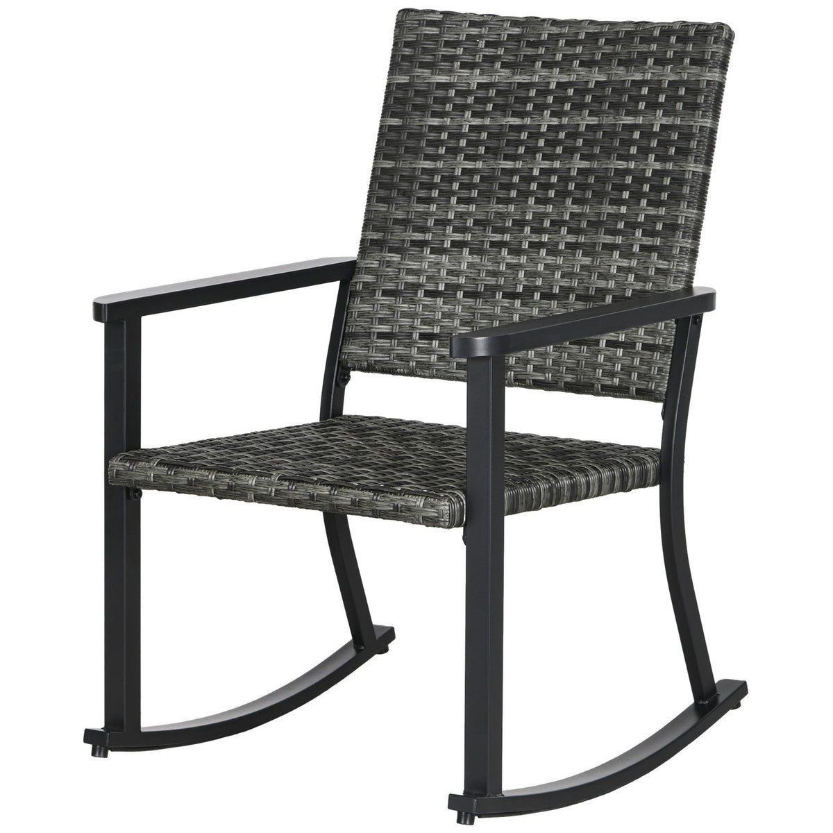 Rattan Rocking Chair Garden Chair Swing Chair For Balcony & Patio Lounge Furniture Gray 62X75X95Cm
