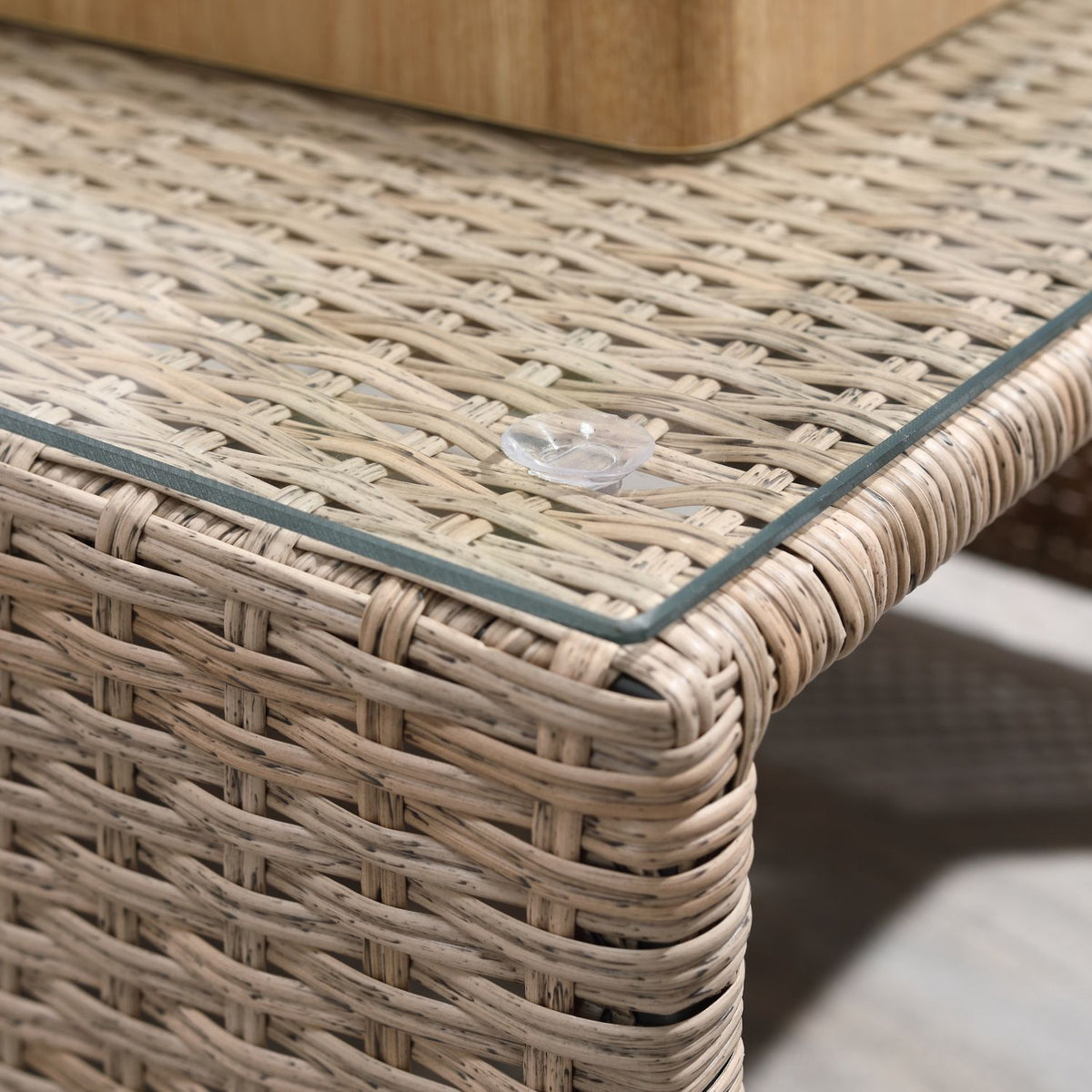 Rattan Seating Set 6-Piece Garden Furniture With Coffee Table, Metal Frame, Weatherproof, Khaki, 151X75X65Cm