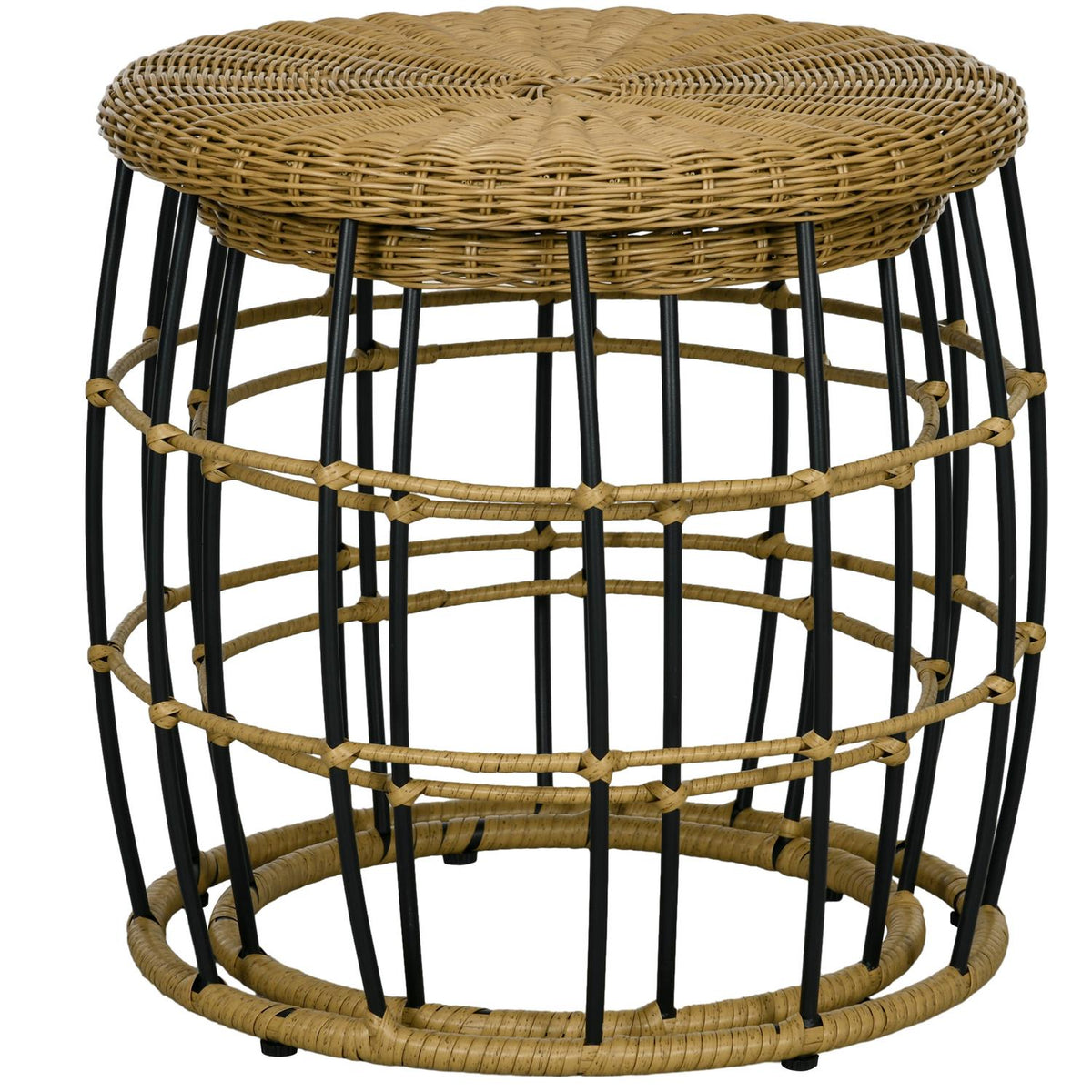 Rattan Side Table Set Of 2 Coffee Table Stackable Khaki Garden Balcony