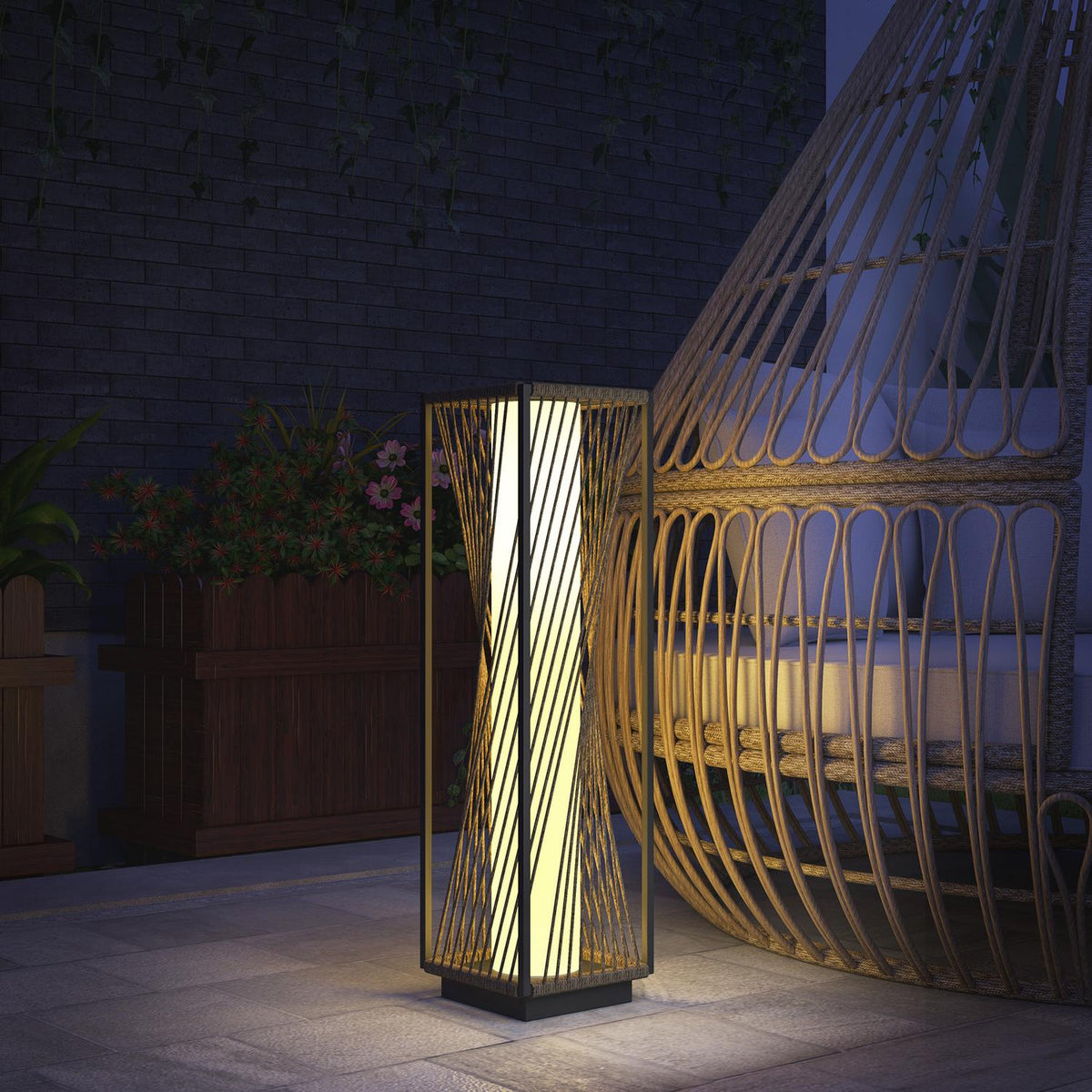 Rattan Solar Floor Lamp with Light Sensor 25 LEDs Solar Lamps in Boho Style IP44 Waterproof Solar Light Solar Lamp Outdoor Lamp Battery Solar Lantern for Garden Balcony Outdoor Lawn Yard