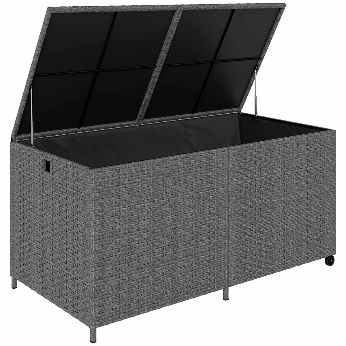 Rattan Storage Box 650L, Waterproof, UV-Resistant, Dark Grey