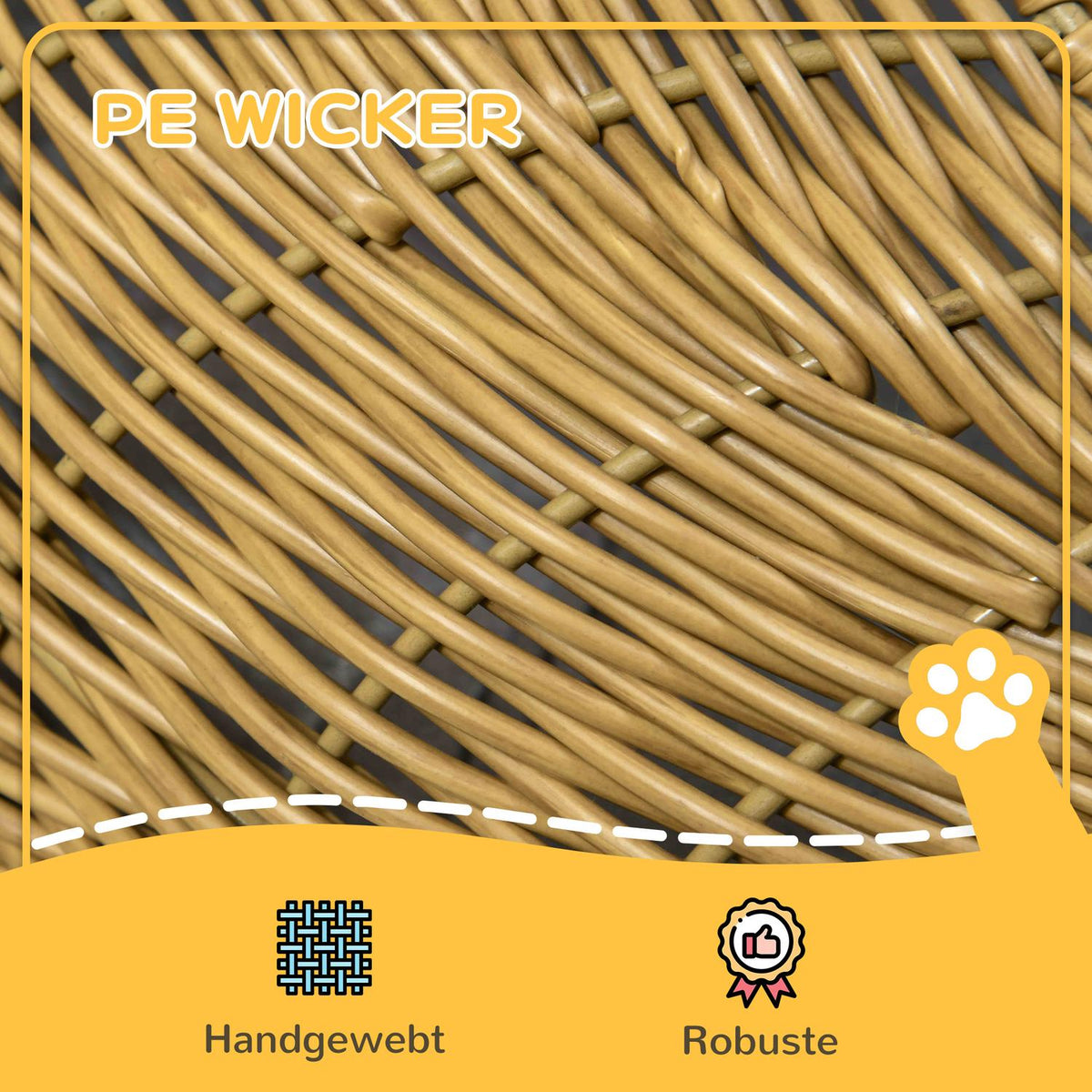 Rattan cat basket, cat house, cat house with cushion for cats up to 4 kg, pet bed, cat cave, indoor, PE rattan, Ø50 x 31 cm, light brown