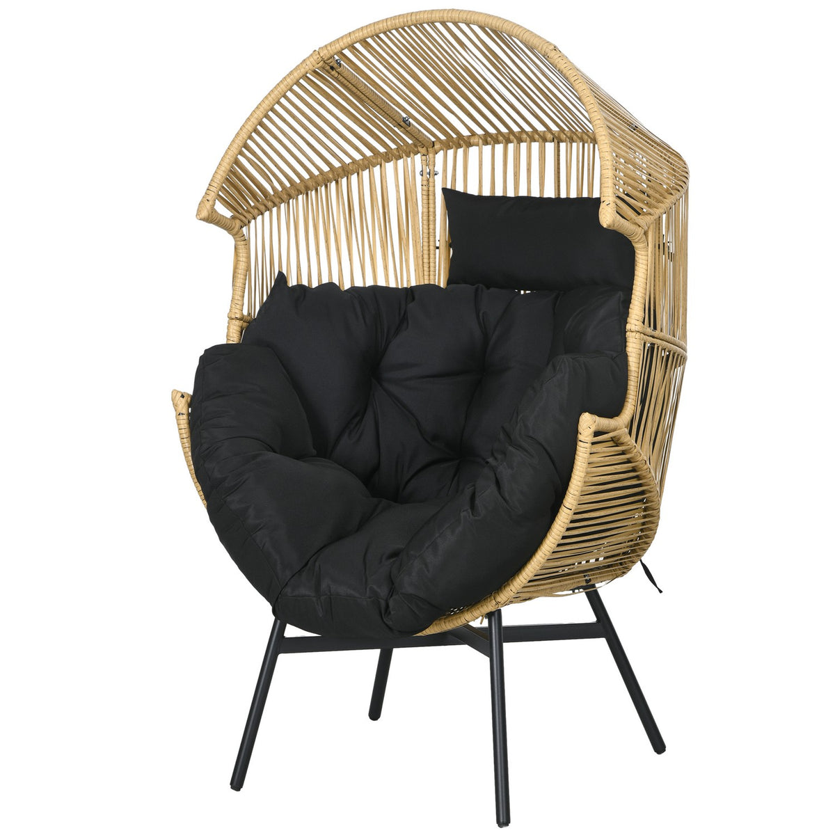 Rattan garden chair wicker chair with thick seat cushion egg shape 120 kg load capacity for patio garden sand |