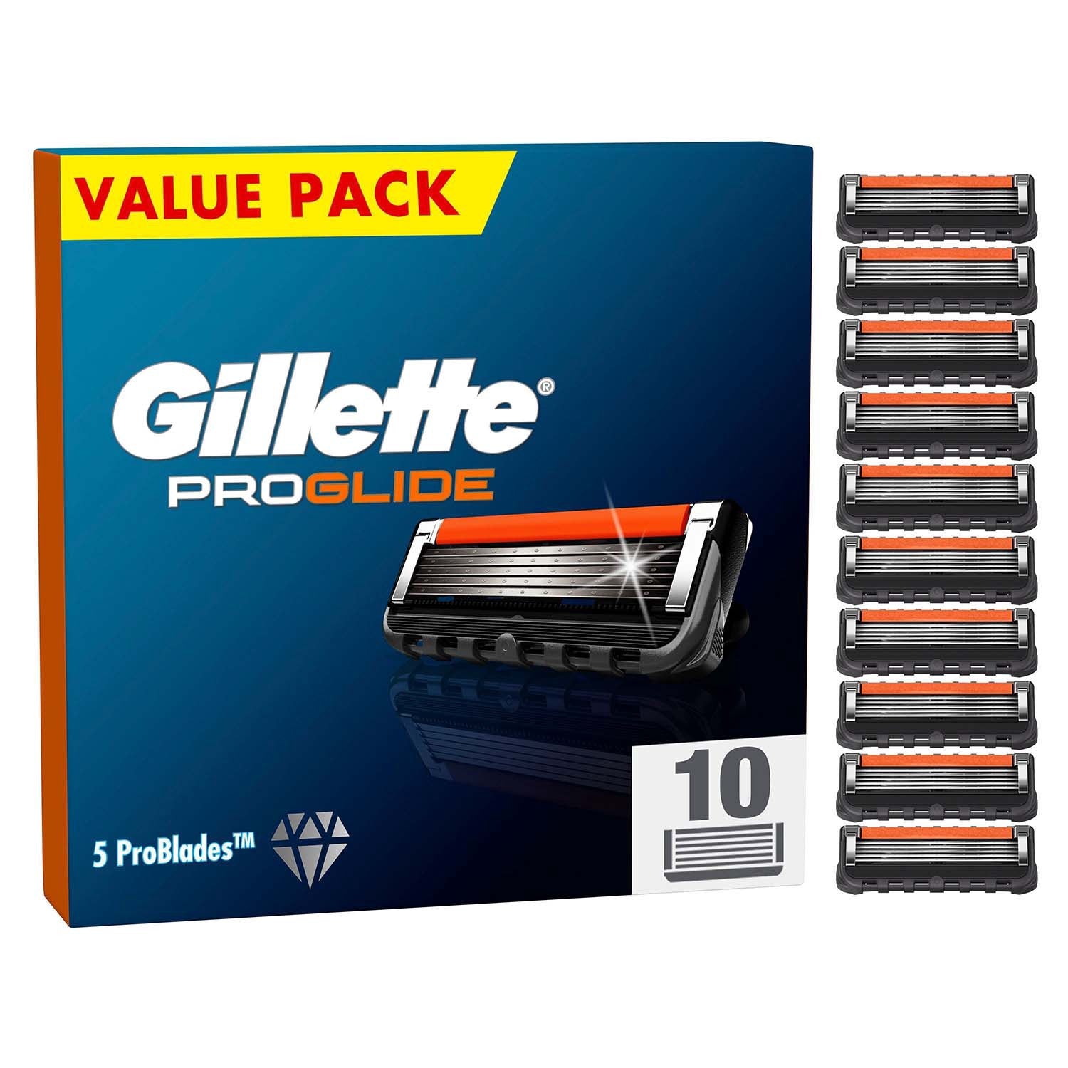 Razor Blades for Men, 10-Pack, Lubrication Strip