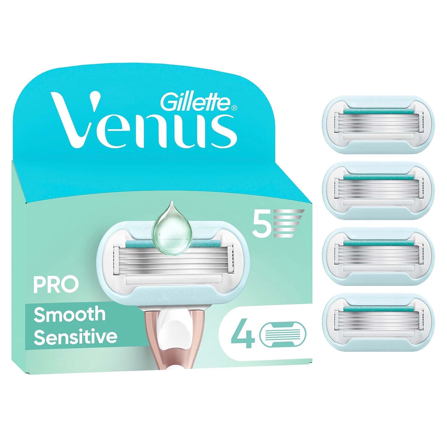 Razor Blades for Sensitive Skin, 5-Blade, 4 Pack