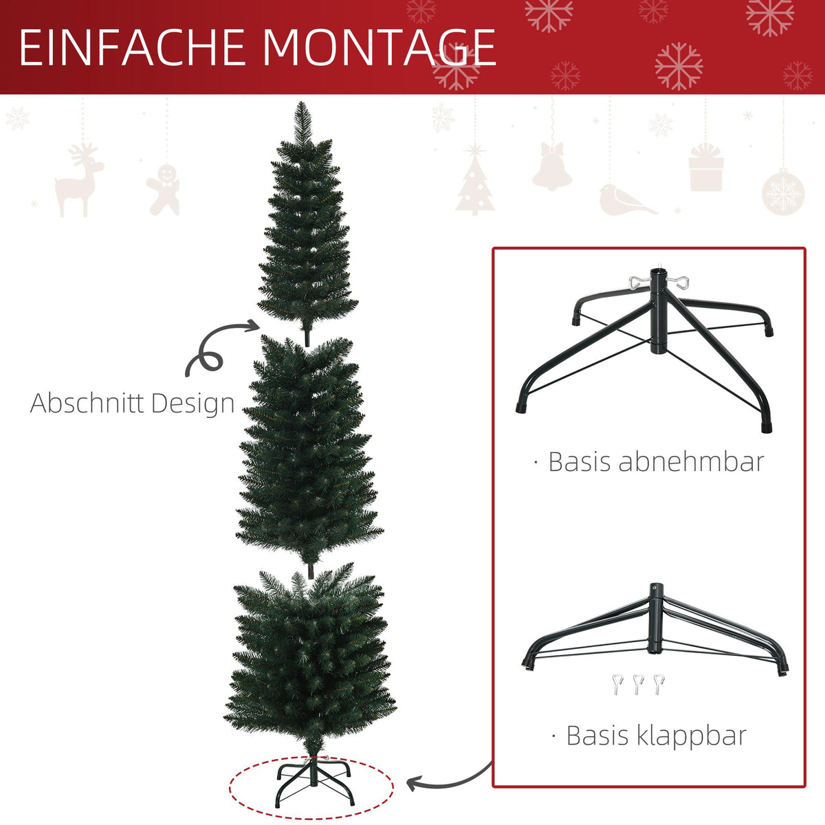 Realistic 180 cm Christmas Tree, 380 Branches, Fireproof