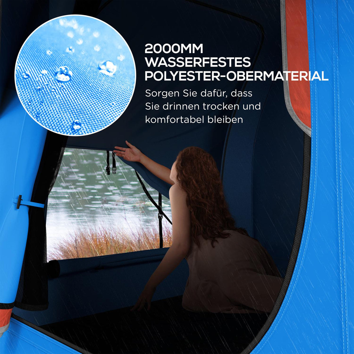Rear Tent Car Tent 6 Person Dome Tent With 3 Door Window Tailgate Tent For Caravan Suv Polyester Blue