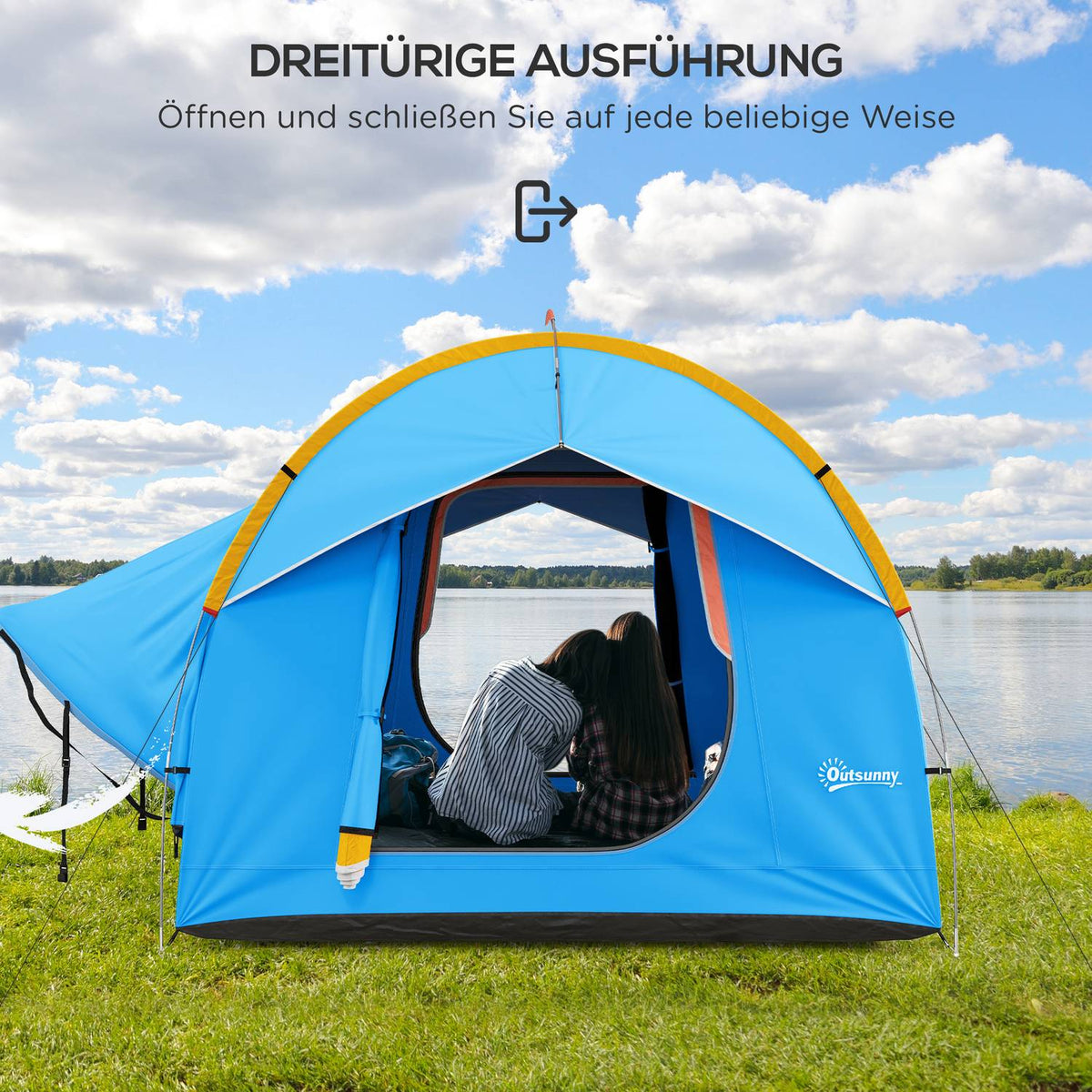Rear Tent Car Tent 6 Person Dome Tent With 3 Door Window Tailgate Tent For Caravan Suv Polyester Blue