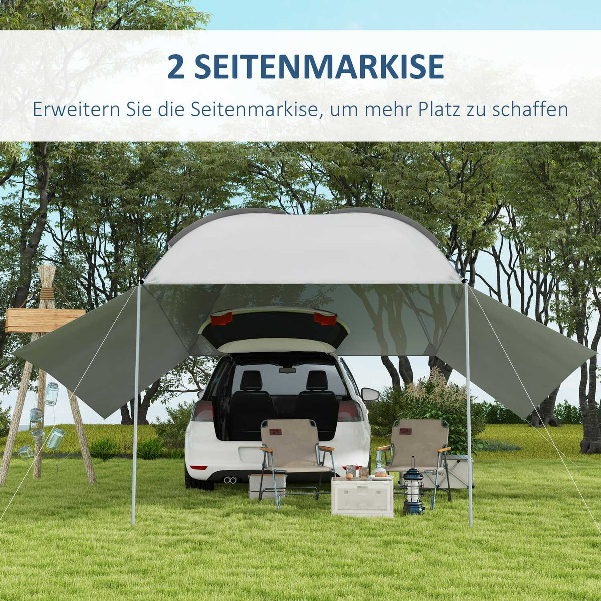 Rear Tent For Cars Waterproof Car Tent With Steel Frame, Rain & Sun Protection, 3X2.6X2.3-2.6M, Portable
