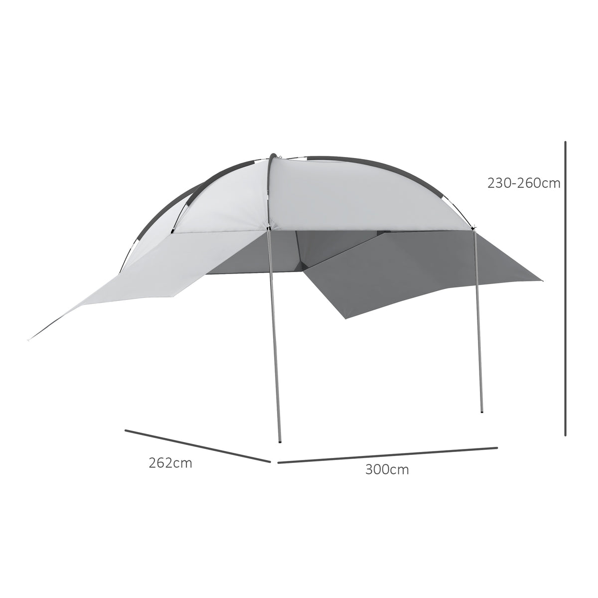 Rear Tent For Cars Waterproof Car Tent With Steel Frame, Rain & Sun Protection, 3X2.6X2.3-2.6M, Portable