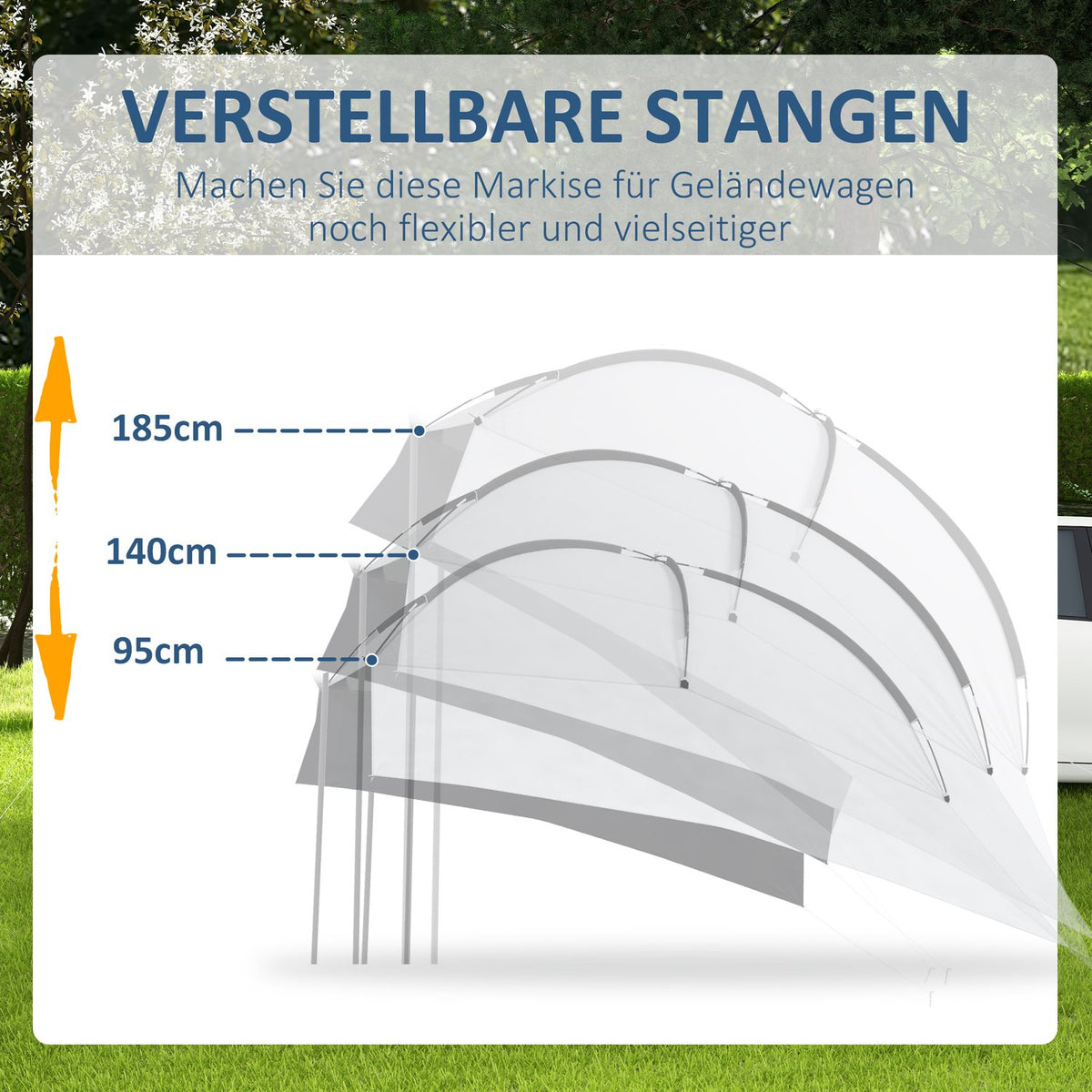Rear Tent For Cars Waterproof Car Tent With Steel Frame, Rain & Sun Protection, 3X2.6X2.3-2.6M, Portable