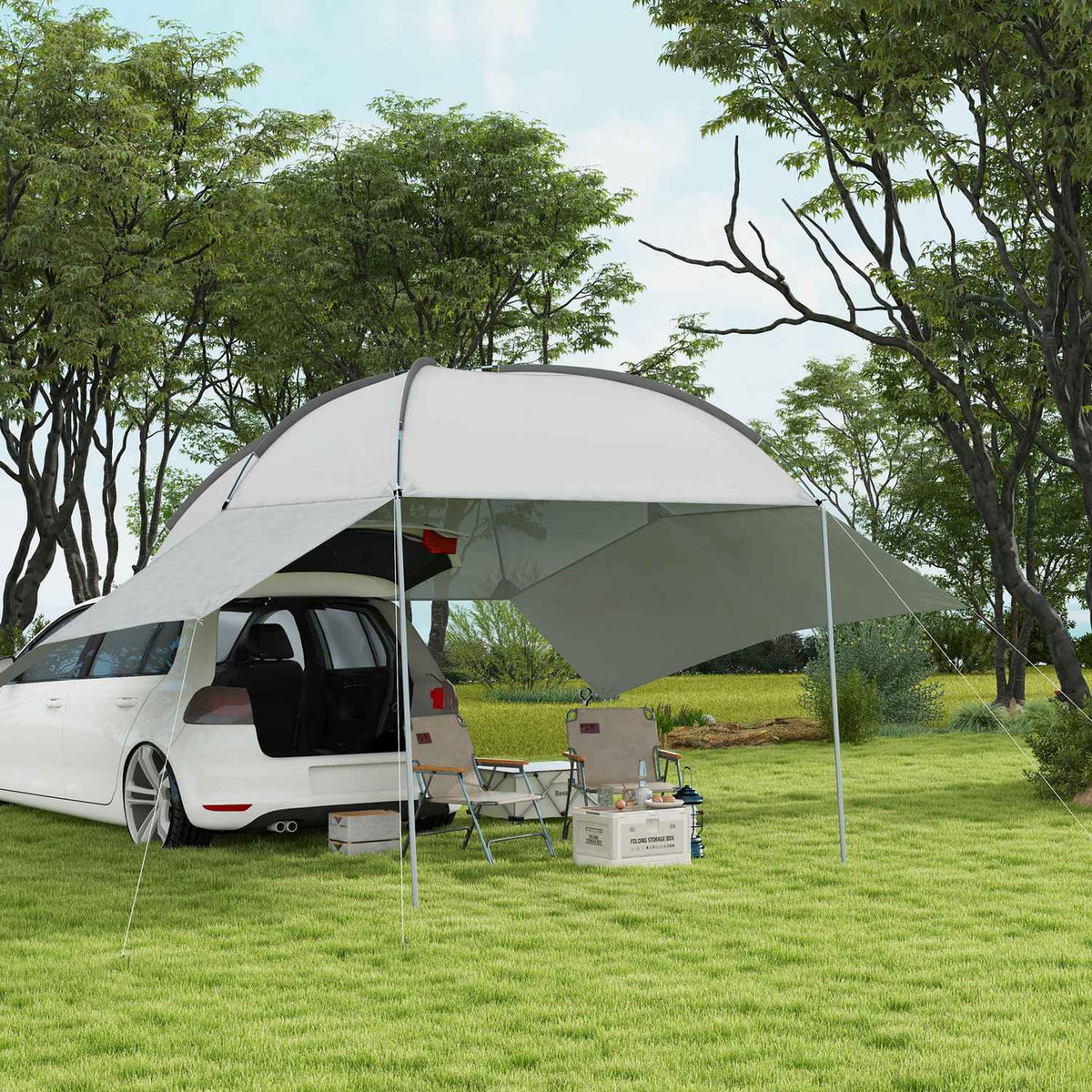 Rear Tent For Cars Waterproof Car Tent With Steel Frame, Rain & Sun Protection, 3X2.6X2.3-2.6M, Portable