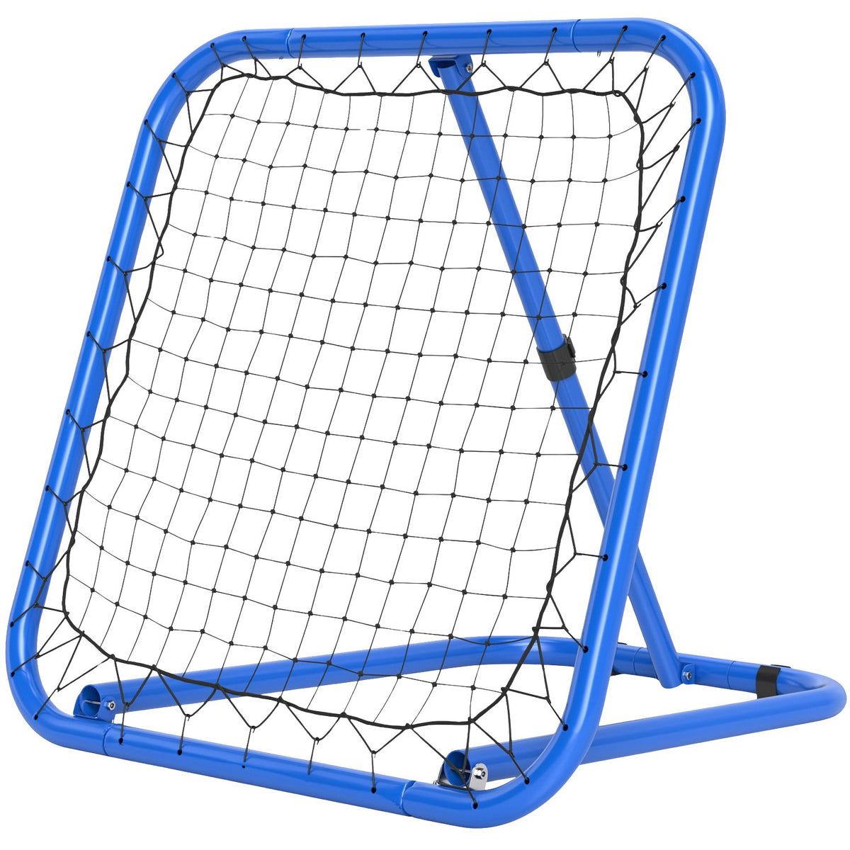 Rebounder for Football, Foldable Football Rebounder 63 x 63 cm Adjustable Football Goal Kicker for Baseball Basketball, Metal, Blue