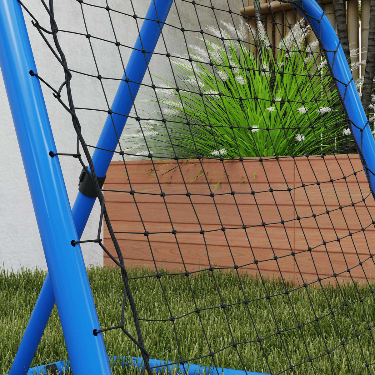 Rebounder for Football, Foldable Football Rebounder 63 x 63 cm Adjustable Football Goal Kicker for Baseball Basketball, Metal, Blue
