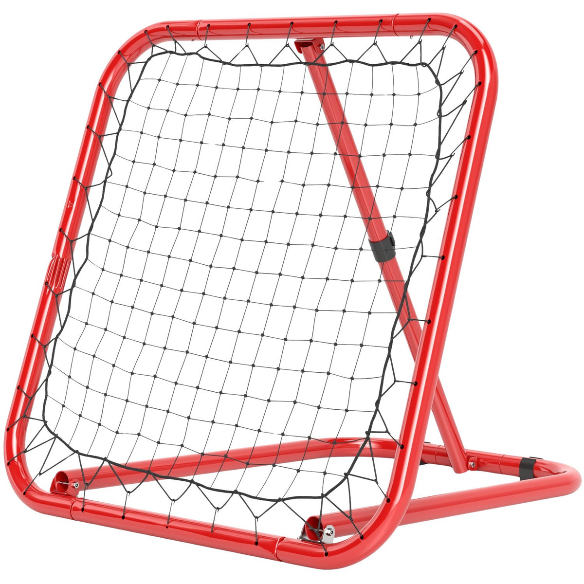 Rebounder for Football, Foldable Football Rebounder 63 x 63 cm Adjustable Football Goal Kicker for Baseball Basketball, Metal, Red