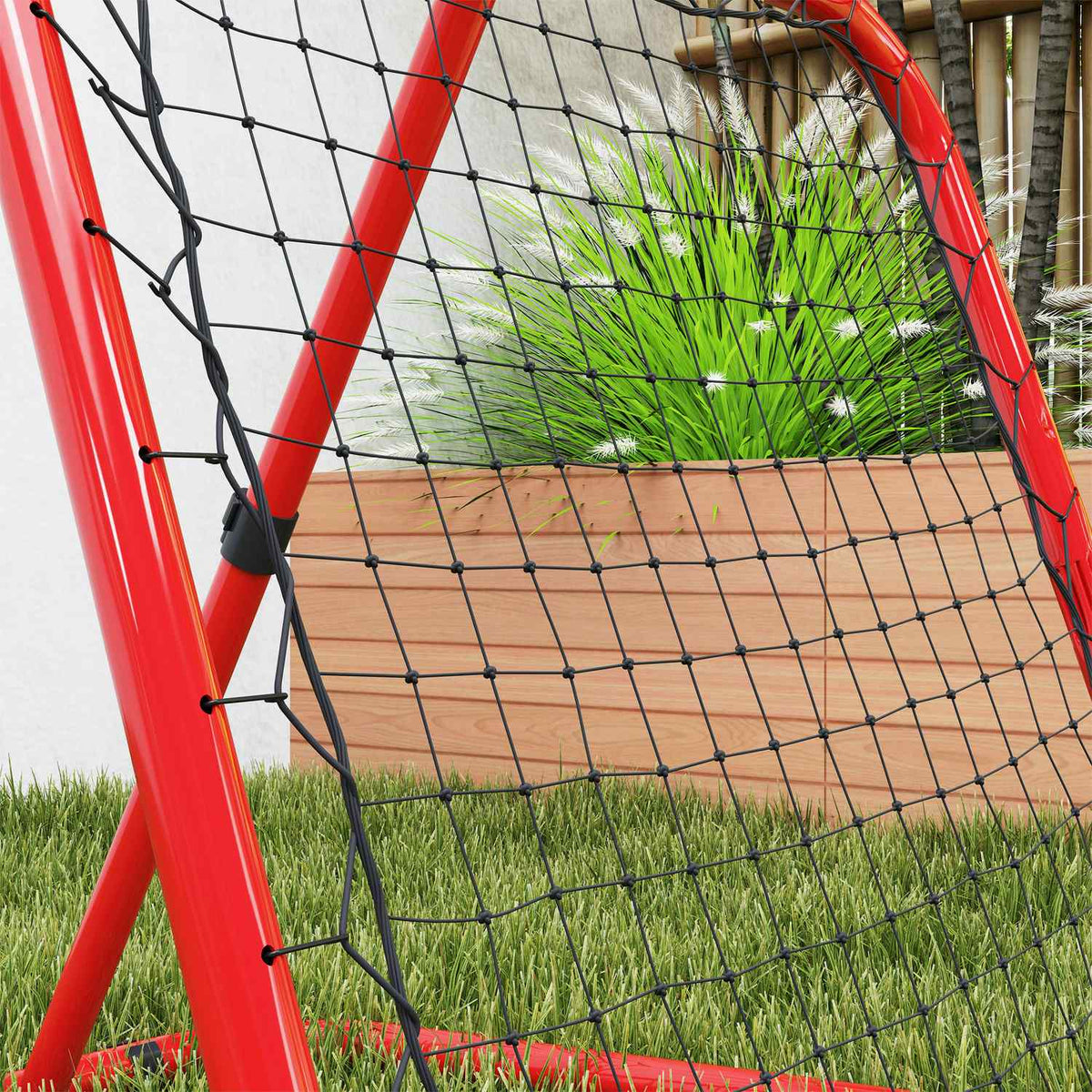 Rebounder for Football, Foldable Football Rebounder 63 x 63 cm Adjustable Football Goal Kicker for Baseball Basketball, Metal, Red