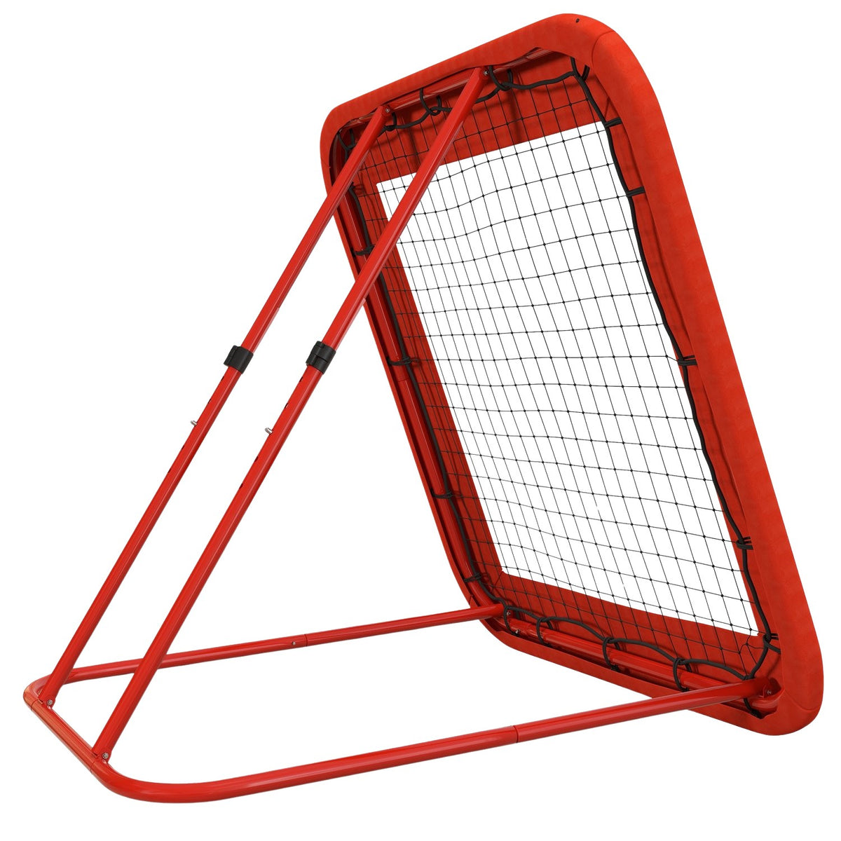 Rebounder for football, foldable football rebounder with protective edge, pegs, 5 levels height adjustable rebound wall net for handball, volleyball and basketball, red