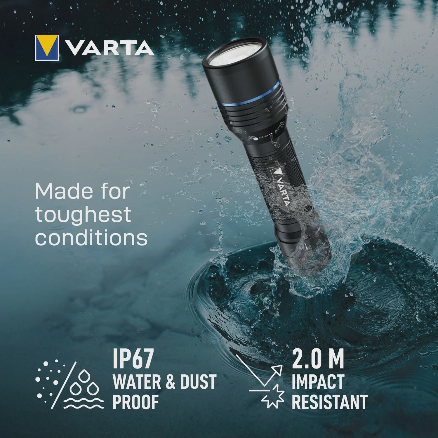 Rechargeable Flashlight 1500lm, IP67, USB-C, 5 Modes