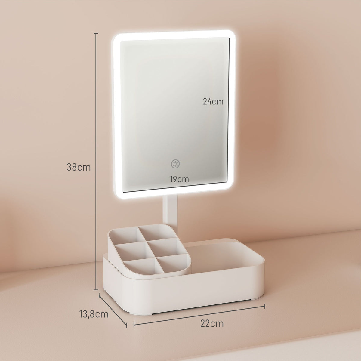 Rechargeable LED Makeup Mirror, 180 Rotating, Dual Light Modes