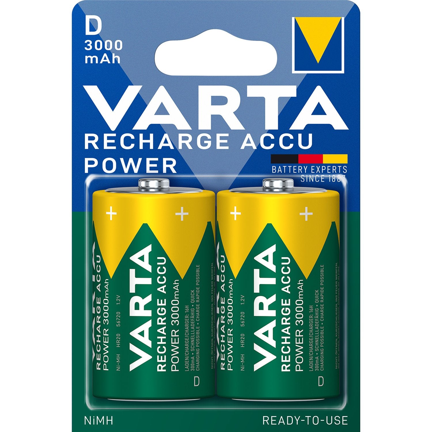 Rechargeable battery D 3000 mAh 2-pack