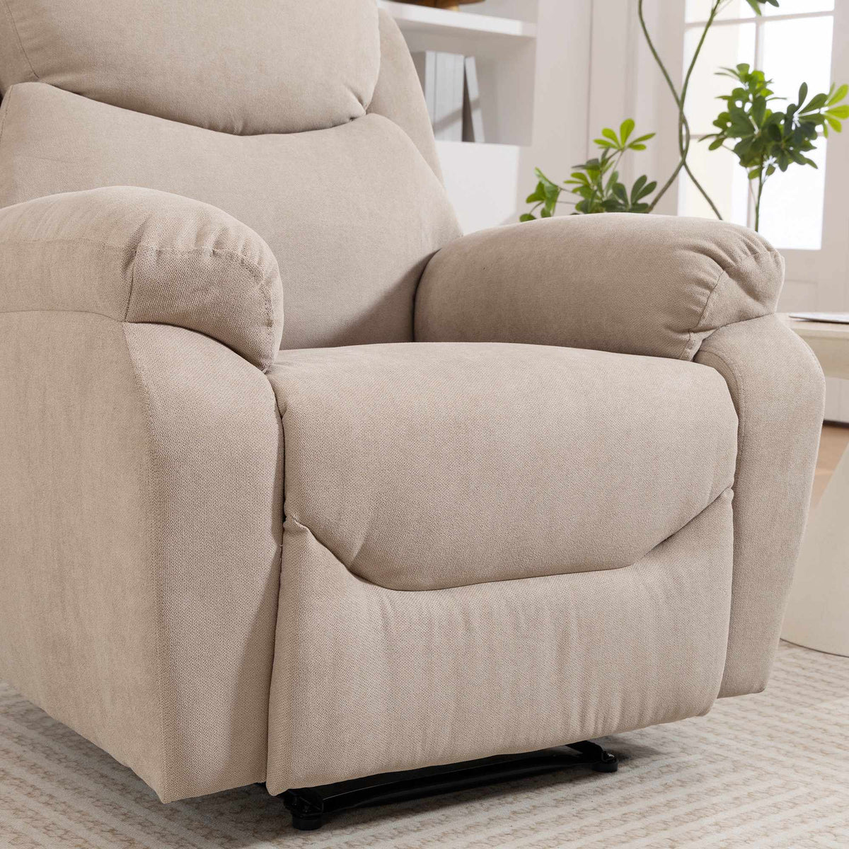 Recliner Chair, Manual Recline, Linen Look, Beige