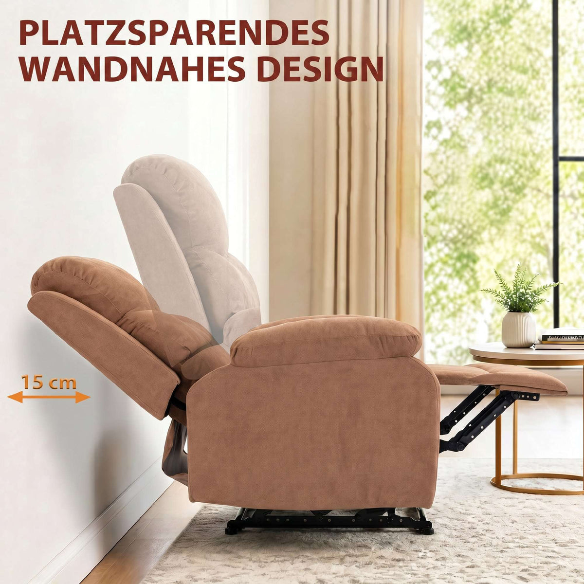 Recliner Chair with 150 Recline, Linen Look, Dark Brown
