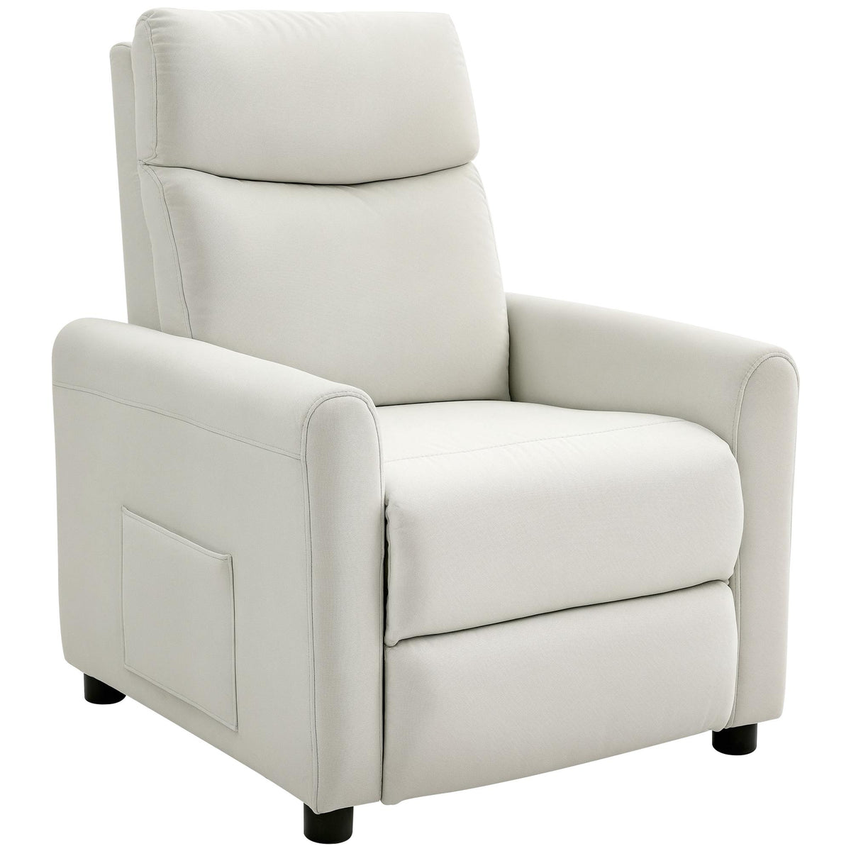 Recliner Chair with Footrest, Linen Fabric, Cream White