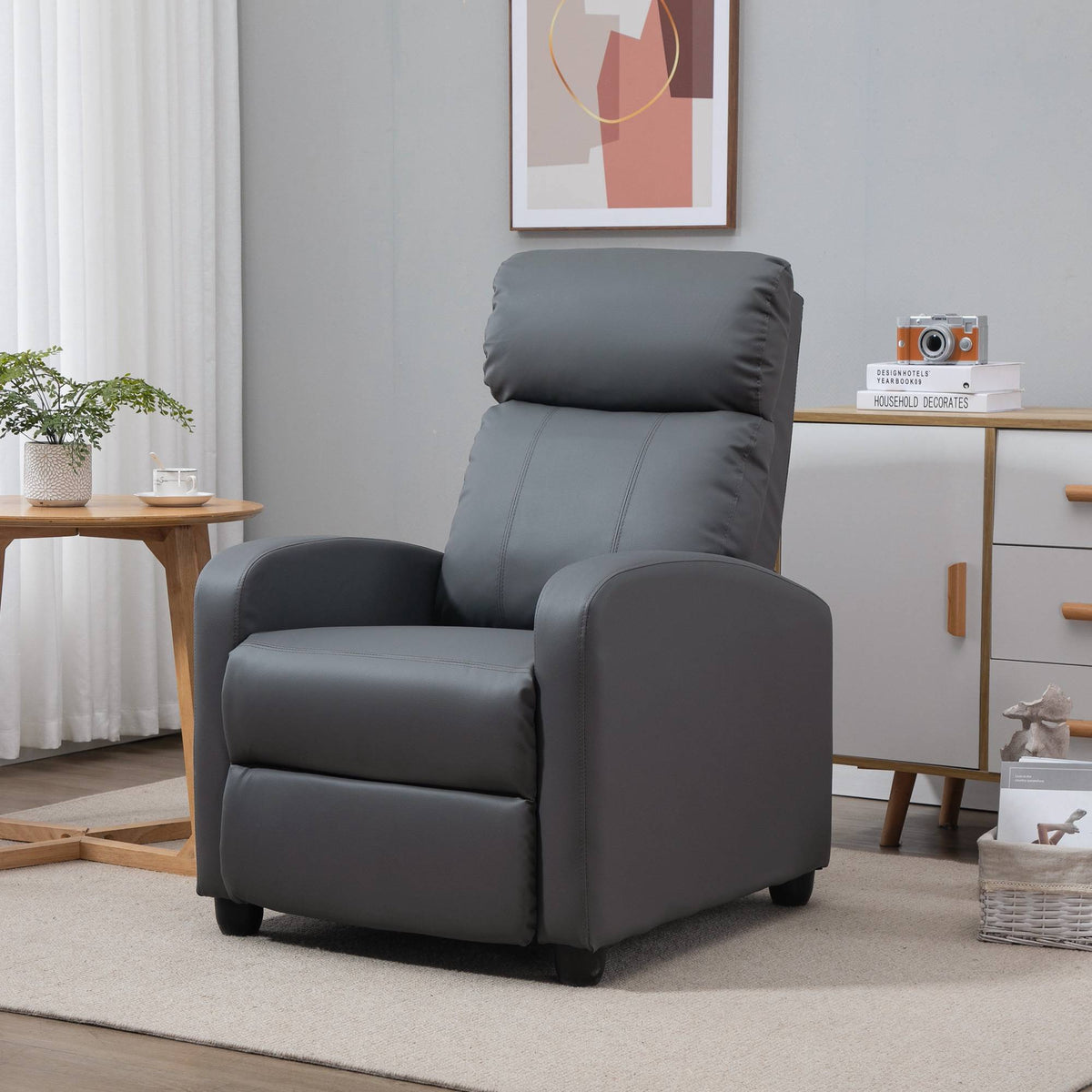 Recliner Chair with Massage, Adjustable Backrest, Grey