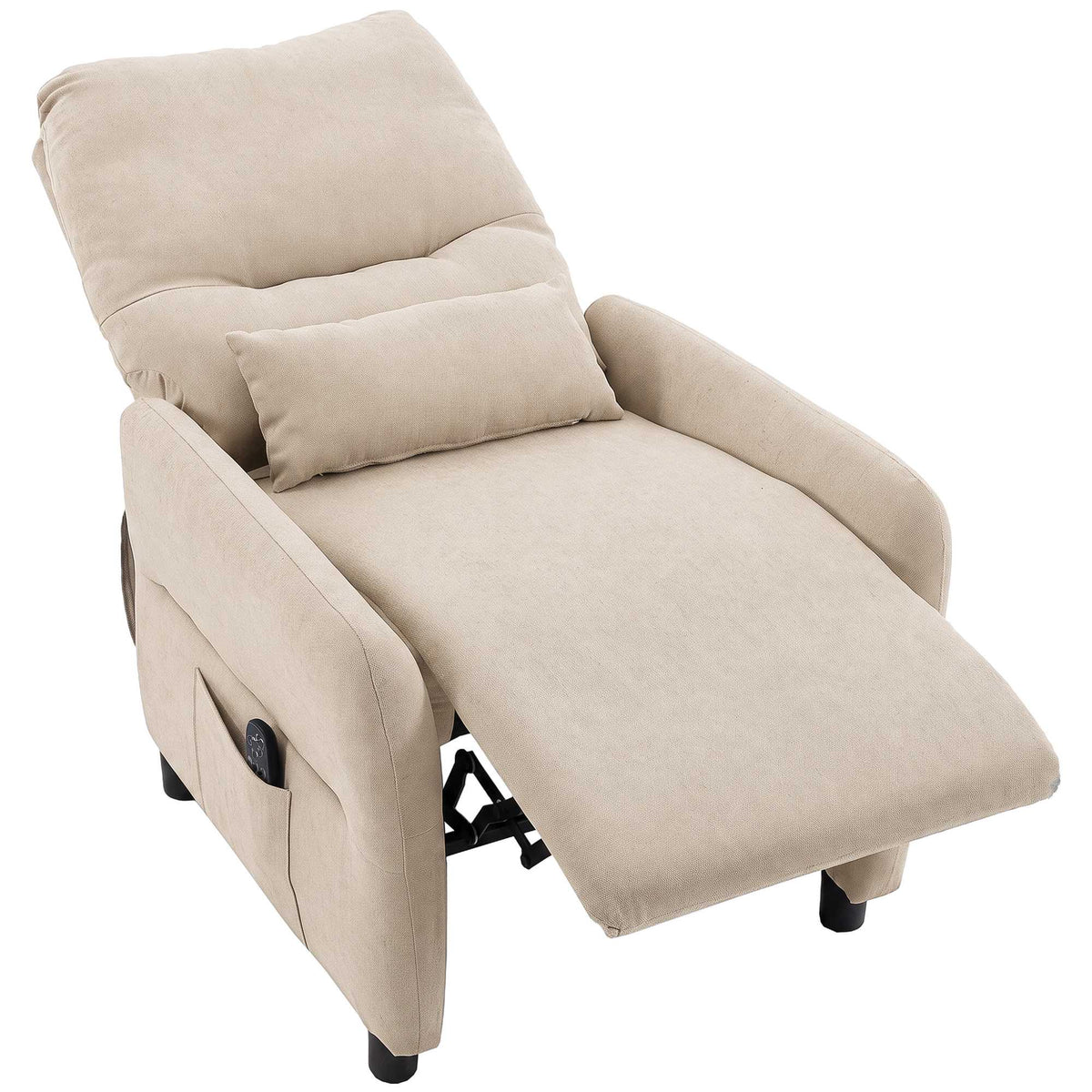Recliner Chair with Massage, Heat, and Footrest – Beige