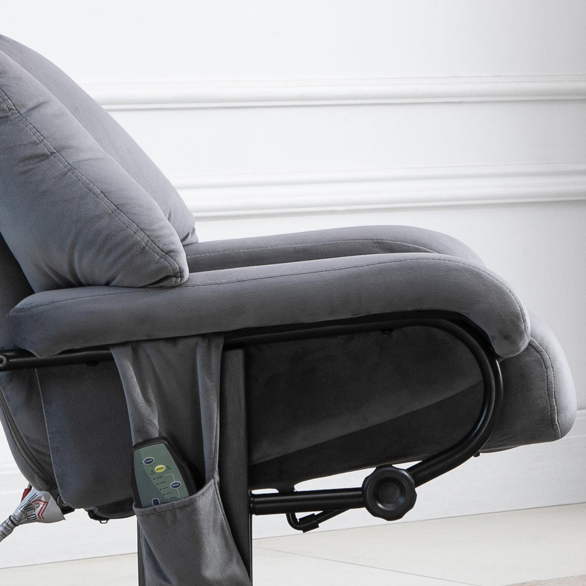 Recliner Chair with Ottoman, Swivel Massage Chair, Grey Velvet