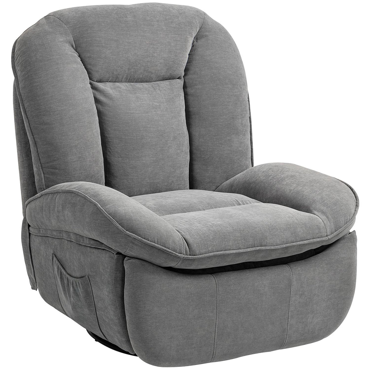 Recliner chair, TV chair with reclining function, rocking function, swivel TV chair with footrest, grey