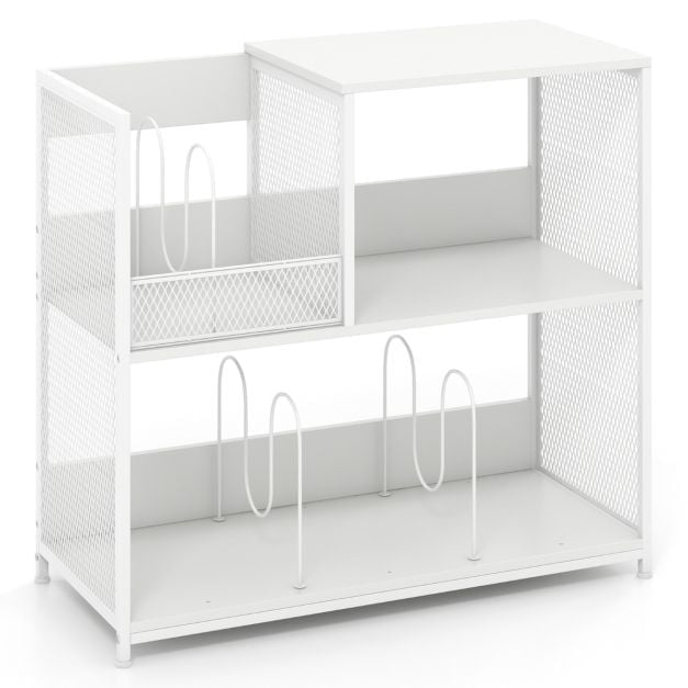 Record Player Stand, 3-Tier Vinyl Storage, White