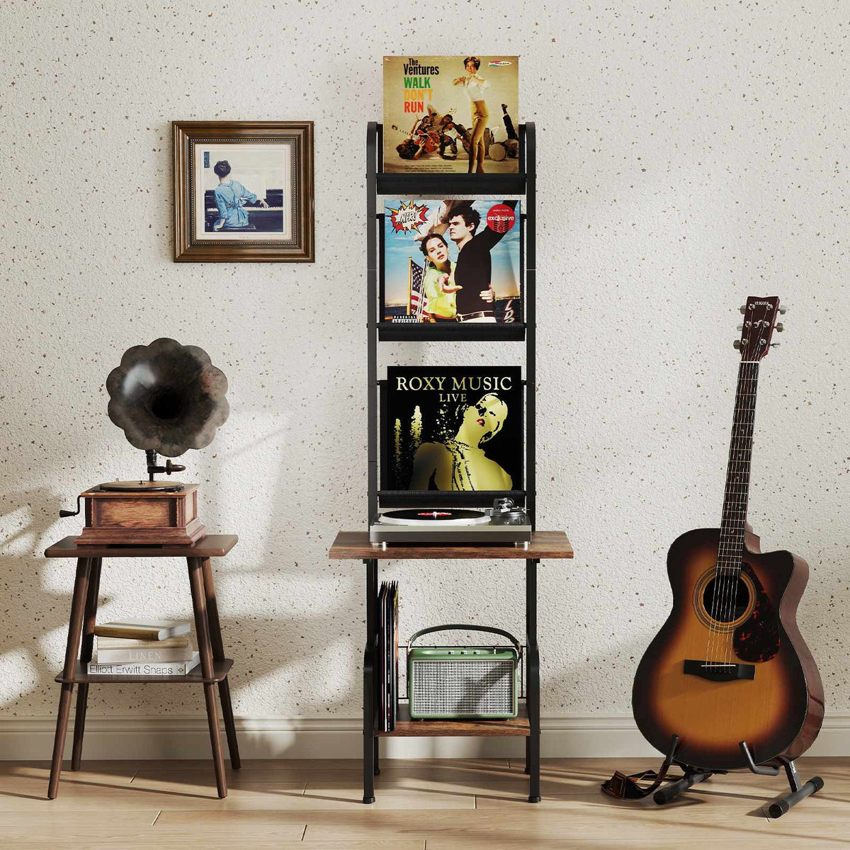 Record Player Stand, 5-Tier Vinyl Display Shelf