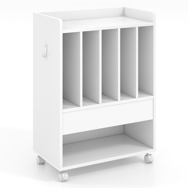 Record Player Stand With Drawer, 4 Dividers, Locking Wheels