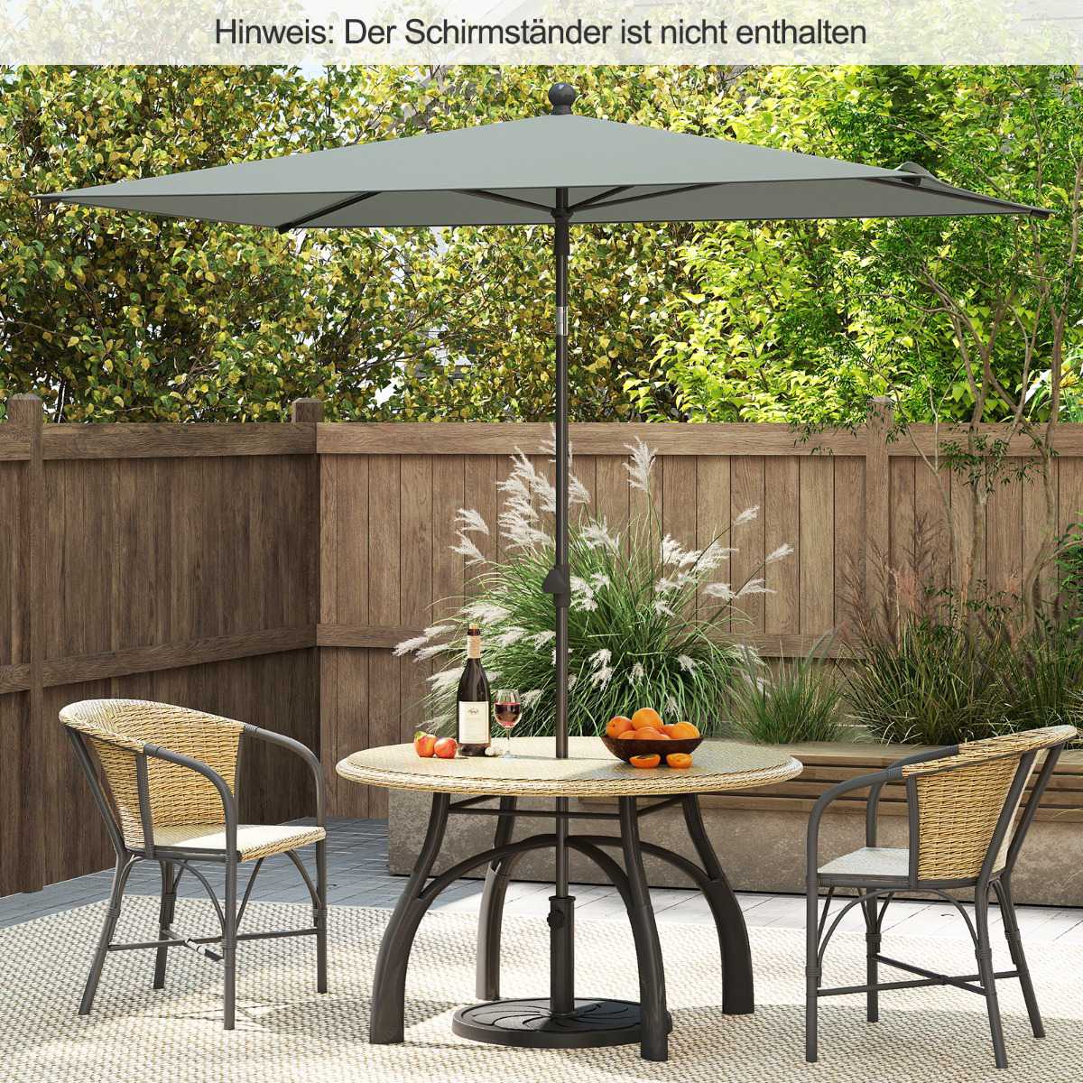 Rectangular Balcony Umbrella, 210x140 cm, Grey, Adjustable
