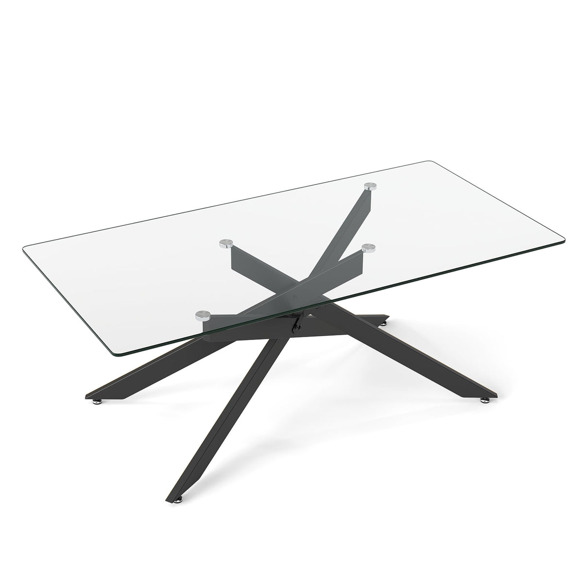 Rectangular Glass Coffee Table, Black, 120x60 cm