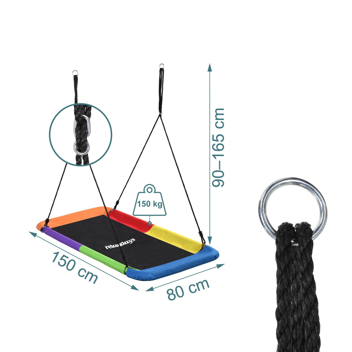 Rectangular Nest Swing, 150kg Capacity, Adjustable Height