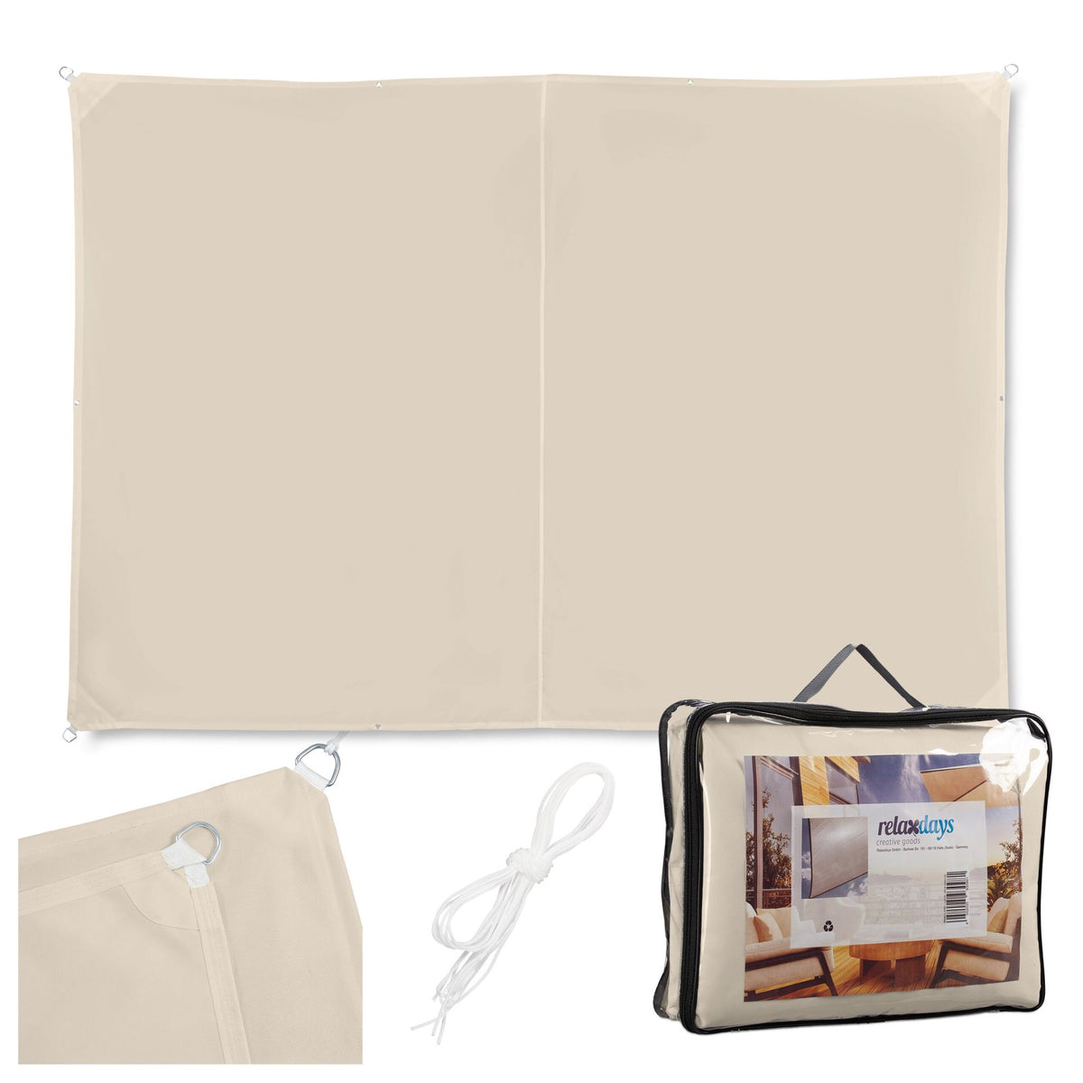 Rectangular Shade Sail, Beige UV Sunshade With Bag