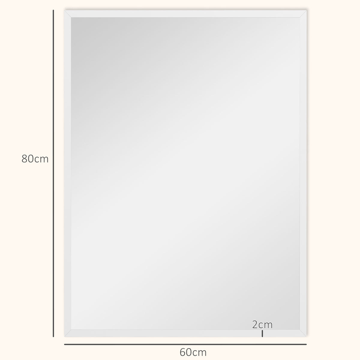 Rectangular Wall Mirror, 60x80 cm, White MDF Frame