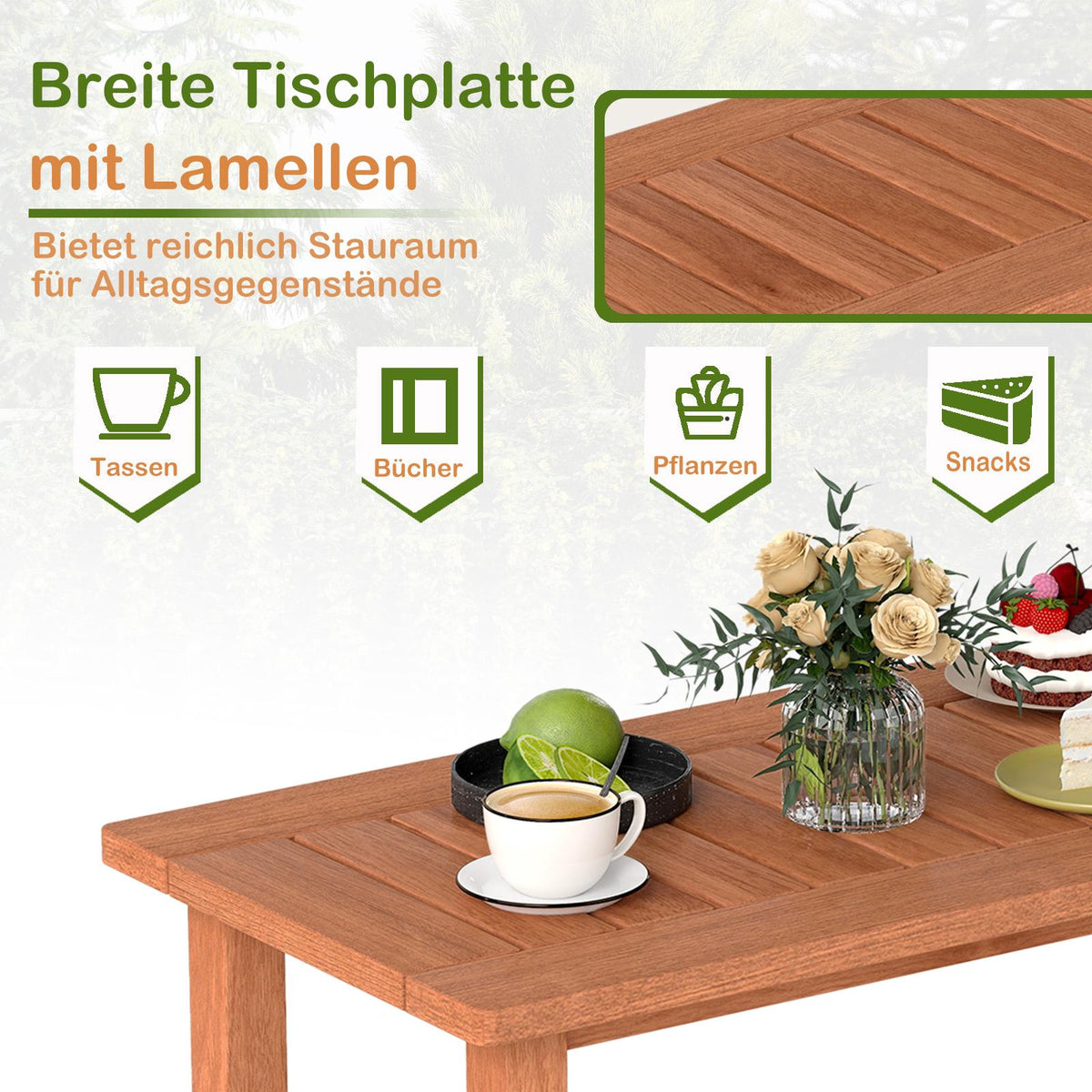 Rectangular Wooden Coffee Table with Slatted Top, 90x45x43.5cm