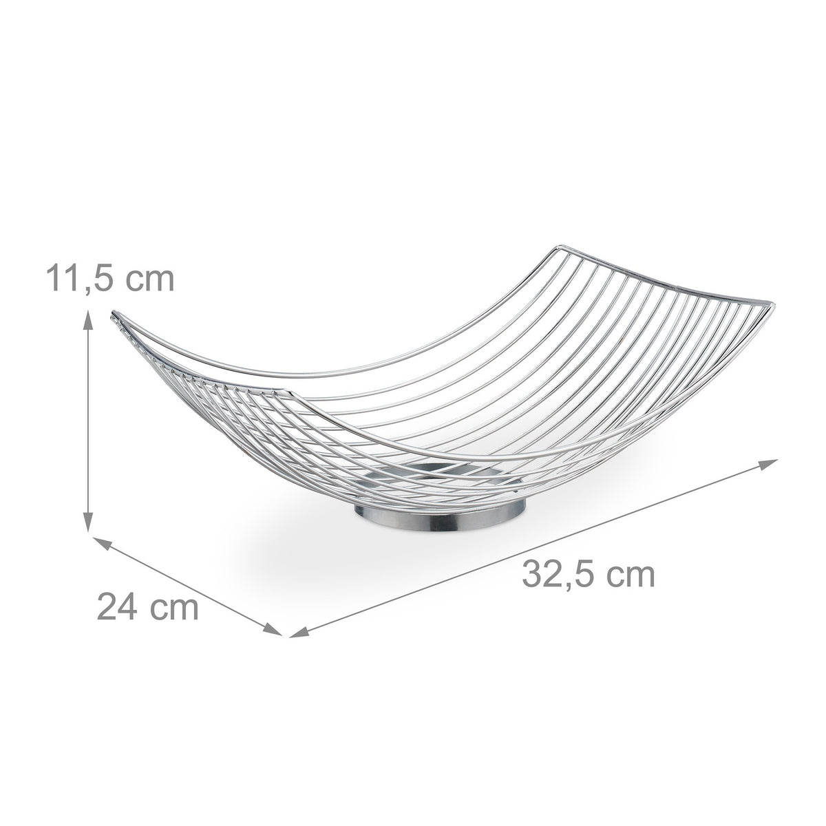 Rectangular fruit bowl in silver