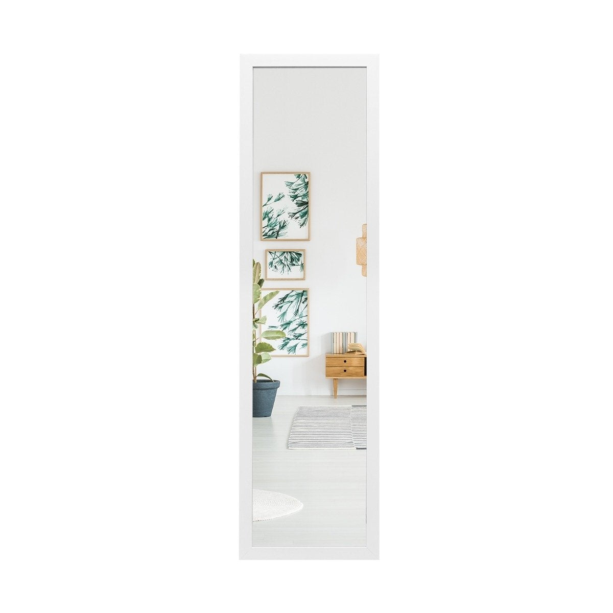 Rectangular full-length mirror with hanging hook for door 33x119cm white