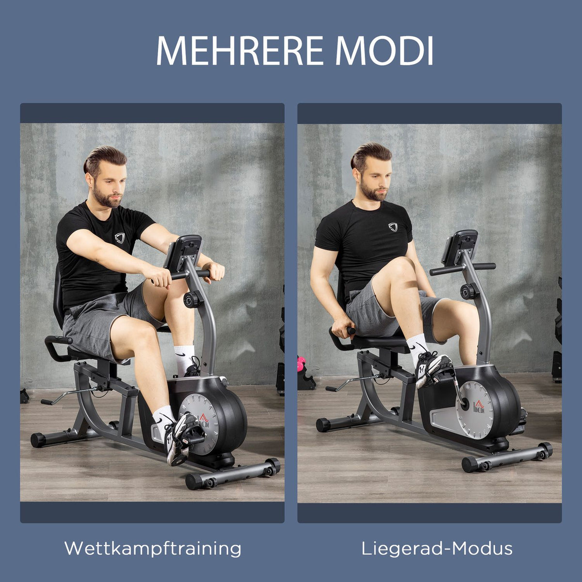 Recumbent Ergometer Exercise Bike Bicycle Trainer With Lcd Display, 8-Level Adjustable Magnetic Resistance, Up To 110 Kg, Steel & Abs