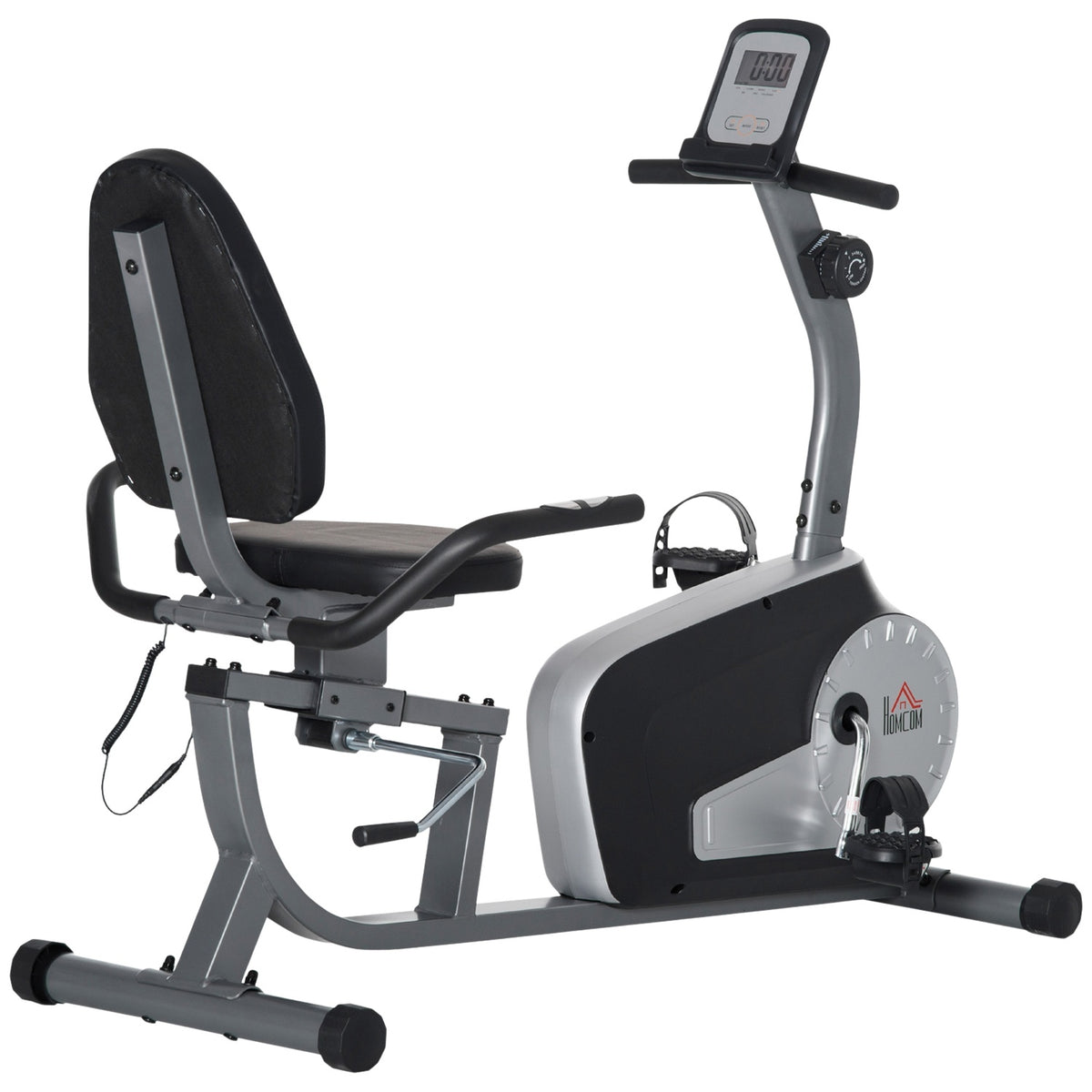 Recumbent Ergometer Exercise Bike Bicycle Trainer With Lcd Display, 8-Level Adjustable Magnetic Resistance, Up To 110 Kg, Steel & Abs